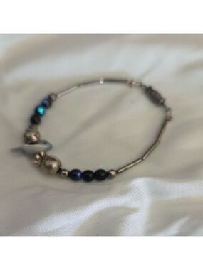 Silver Blue Beaded Bracelet